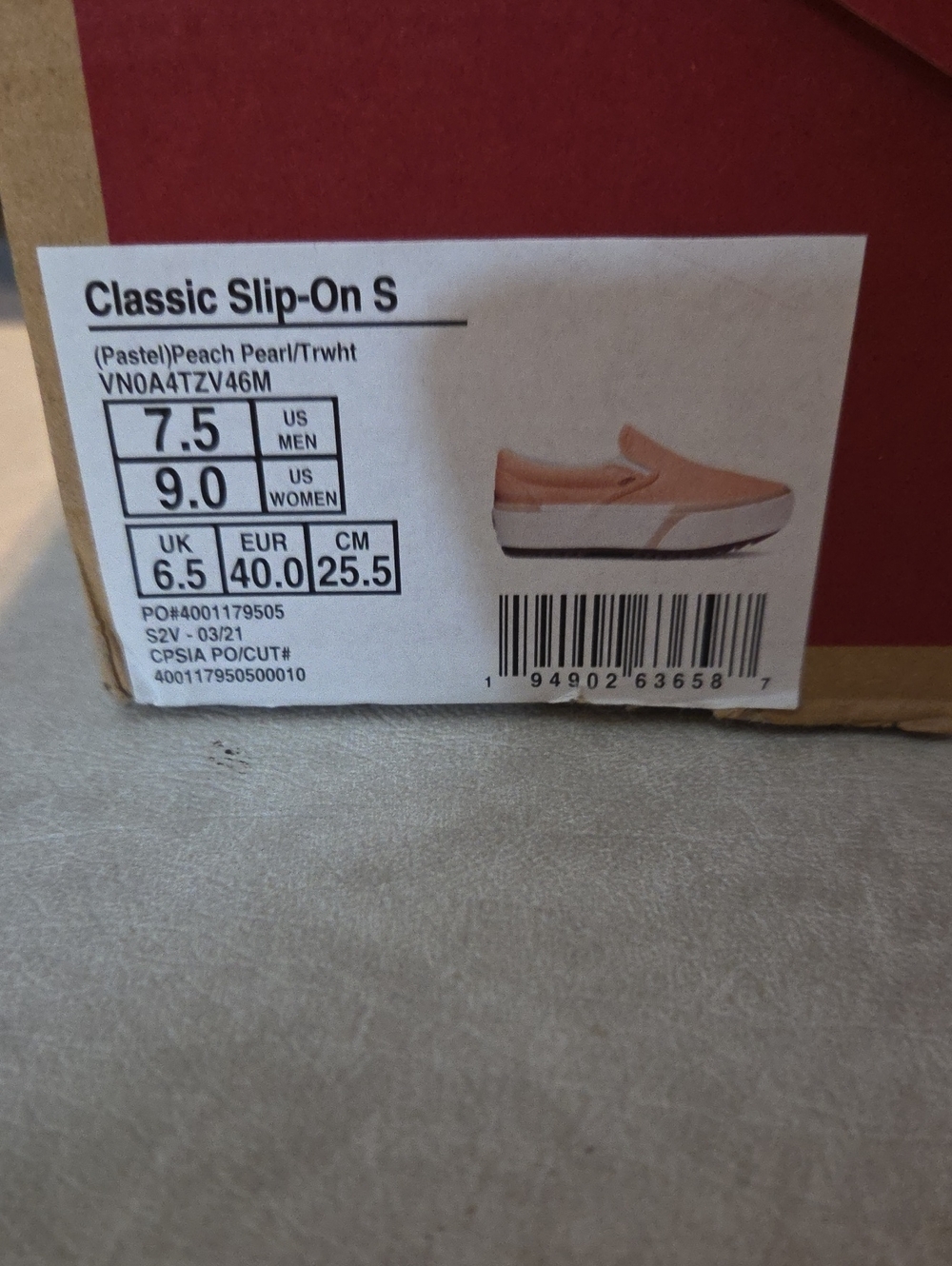 Vans (Pastel) Peach Pearl Slip-On Platform Sneakers Size 9 - Picture 2 of 2